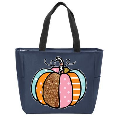 Colorful Pumpkin Festive Fall Zip Tote Bag