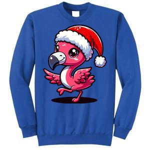 Cheerful Pink Flamingo Christmas Santa Hat Cool Gift Sweatshirt