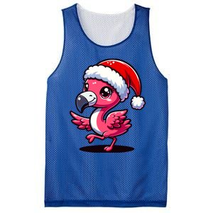 Cheerful Pink Flamingo Christmas Santa Hat Cool Gift Mesh Reversible Basketball Jersey Tank