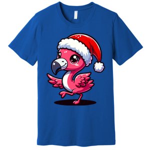 Cheerful Pink Flamingo Christmas Santa Hat Cool Gift Premium T-Shirt