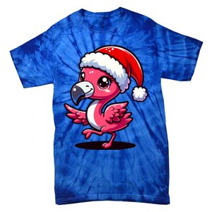 Cheerful Pink Flamingo Christmas Santa Hat Cool Gift Tie-Dye T-Shirt