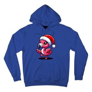 Cheerful Pink Flamingo Christmas Santa Hat Cool Gift Tall Hoodie