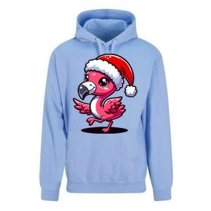 Cheerful Pink Flamingo Christmas Santa Hat Cool Gift Unisex Surf Hoodie