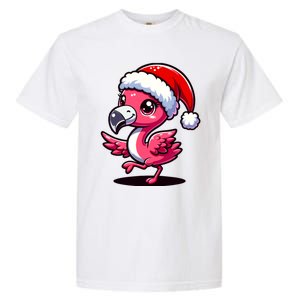 Cheerful Pink Flamingo Christmas Santa Hat Cool Gift Garment-Dyed Heavyweight T-Shirt