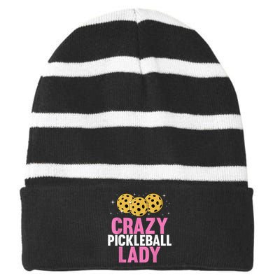 Cool Pickleball For Women, Pickleball Player & Lover Striped Beanie with Solid Band