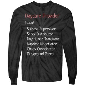 Childcare Provider Funny Definition Tie-Dye Long Sleeve Shirt