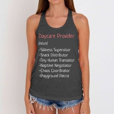 Childcare Provider Funny Definition Women's Knotted Racerback Tank