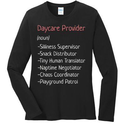 Childcare Provider Funny Definition Ladies Long Sleeve Shirt