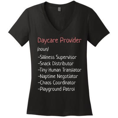 Childcare Provider Funny Definition Women's V-Neck T-Shirt