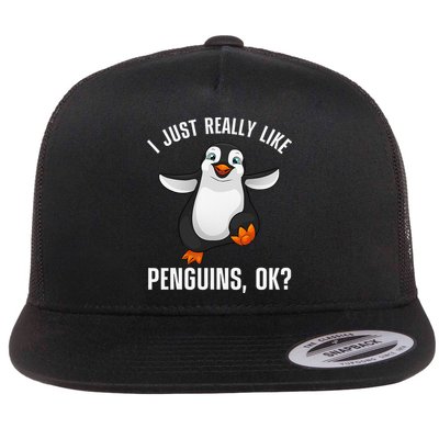 Cool Penguin For Wo Penguin Lovers Penguins Flat Bill Trucker Hat