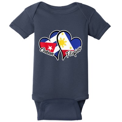Cuba Philippines Flag Heart Half Cuban Half Filipino Baby Bodysuit