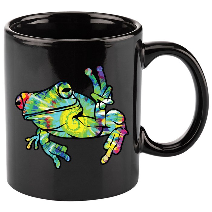 Cool Peace Frog Tie Dye 11oz C Handle Ceramic Mug