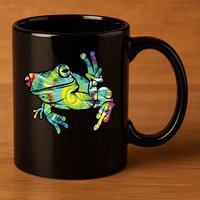 Cool Peace Frog Tie Dye 11oz C Handle Ceramic Mug