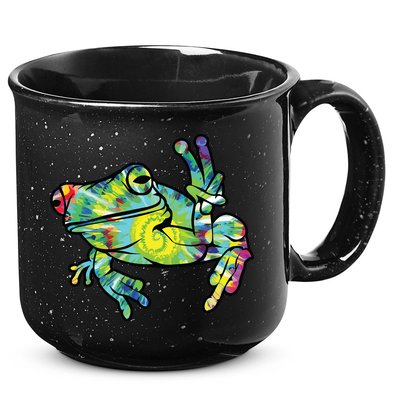 Cool Peace Frog Tie Dye 15oz Campfire Ceramic Mug