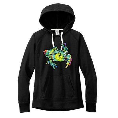 Cool Peace Frog Tie Dye Women's Fleece Hoodie