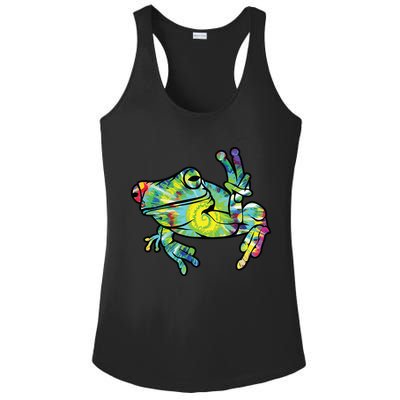 Cool Peace Frog Tie Dye Ladies PosiCharge Competitor Racerback Tank