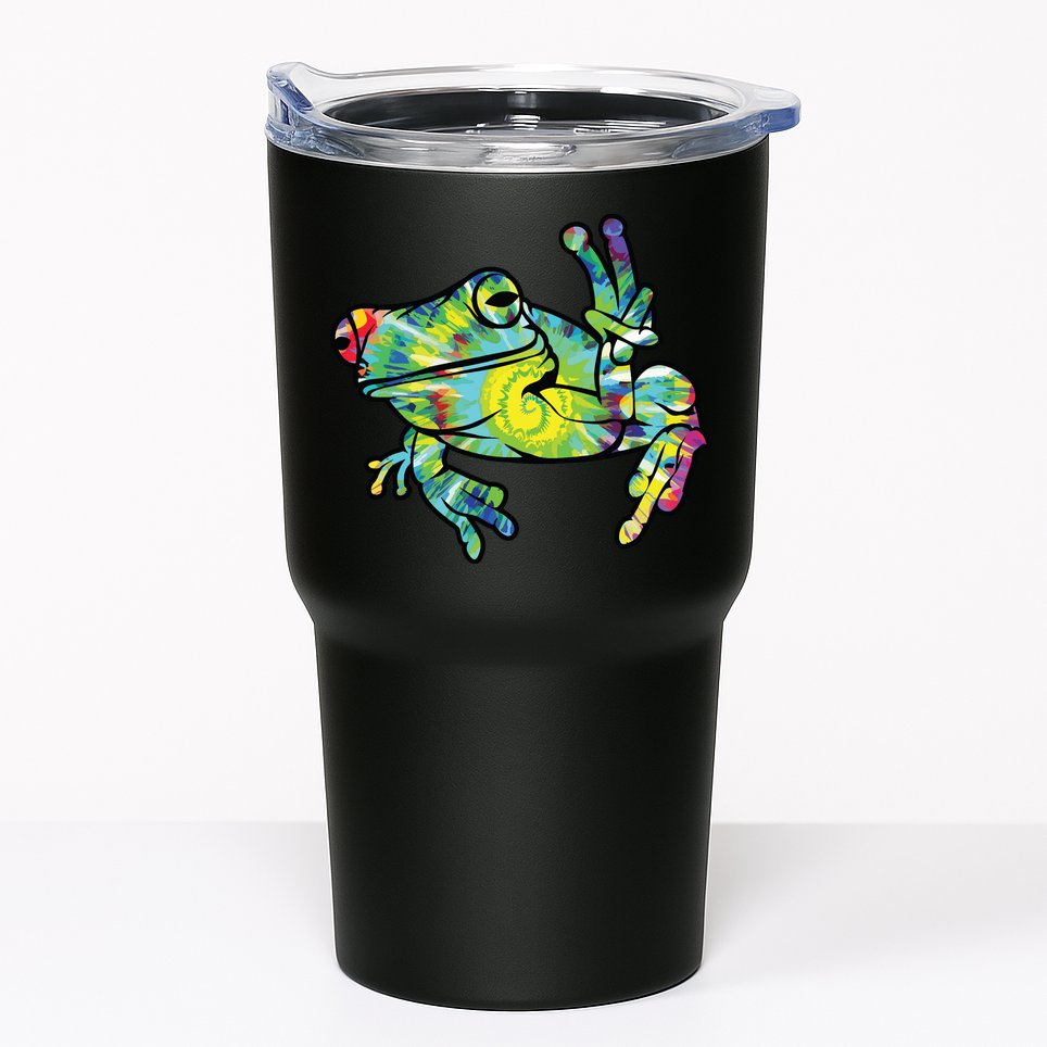 Cool Peace Frog Tie Dye Tumbler