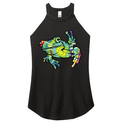 Cool Peace Frog Tie Dye Women's Perfect Tri Rocker Tank