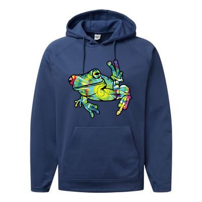 Cool Peace Frog Tie Dye Performance Fleece Hoodie