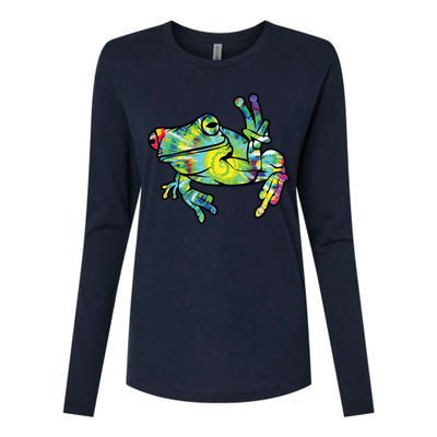 Cool Peace Frog Tie Dye Womens Cotton Relaxed Long Sleeve T-Shirt