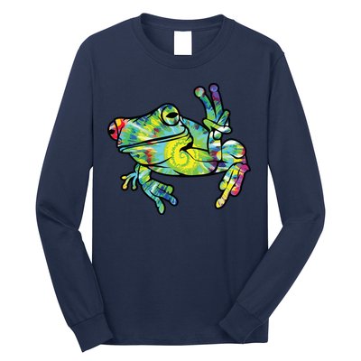 Cool Peace Frog Tie Dye Long Sleeve Shirt