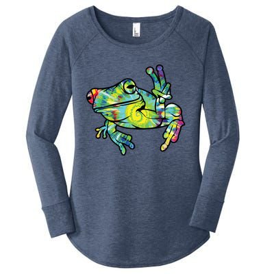 Cool Peace Frog Tie Dye Women's Perfect Tri Tunic Long Sleeve Shirt