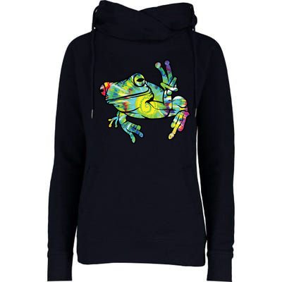 Cool Peace Frog Tie Dye Womens Funnel Neck Pullover Hood