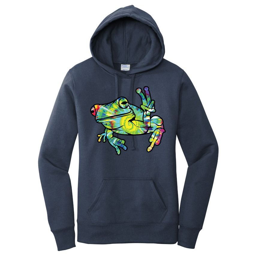 Cool Peace Frog Tie Dye Women's Pullover Hoodie
