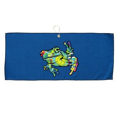 Cool Peace Frog Tie Dye Large Microfiber Waffle Golf Towel