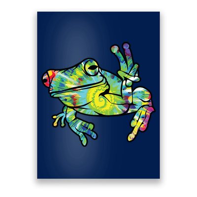 Cool Peace Frog Tie Dye Poster