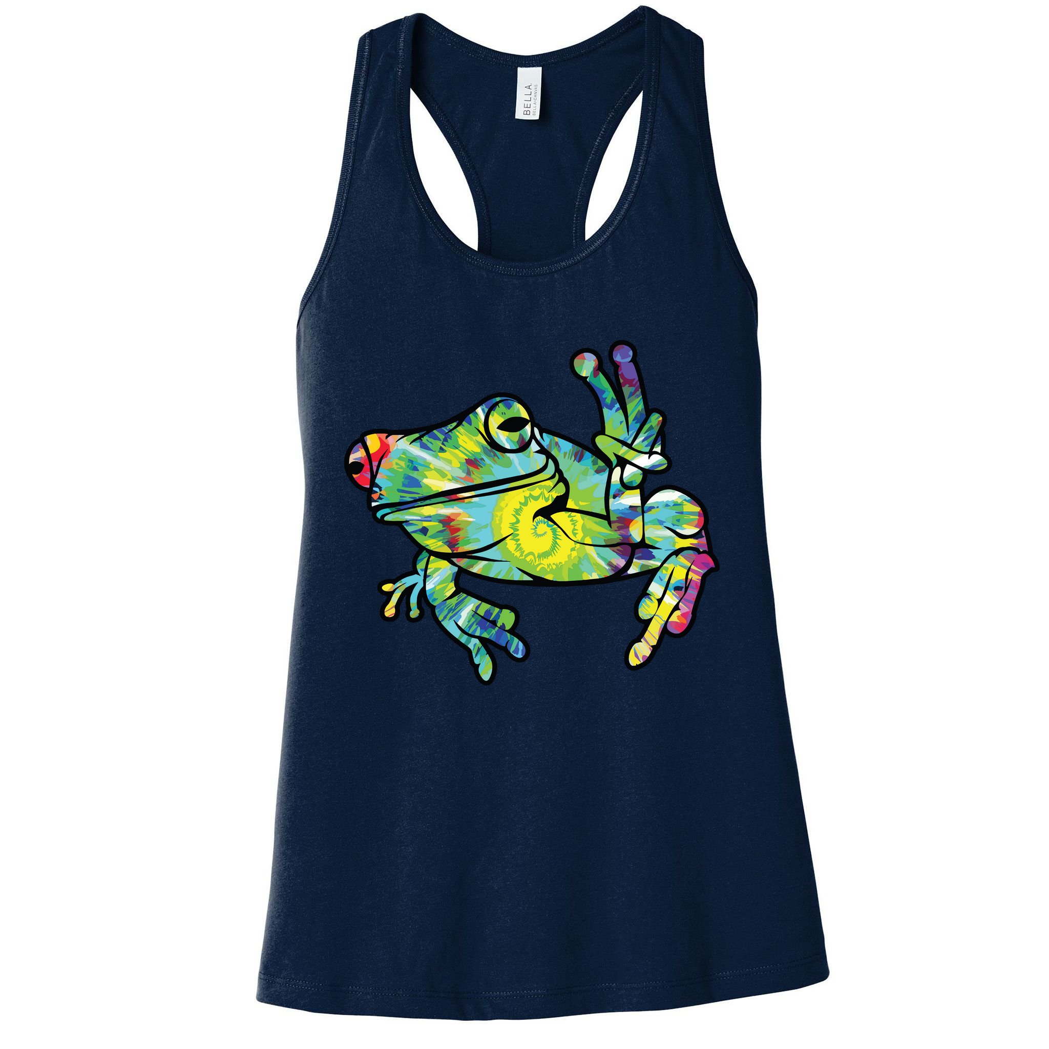 Cool Peace Frog Tie Dye Womens Tank Top