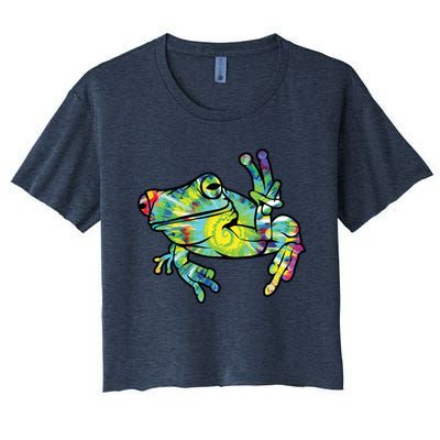 Cool Peace Frog Tie Dye Women's Crop Top Tee