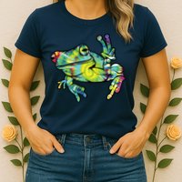 Cool Peace Frog Tie Dye Womens T-Shirt