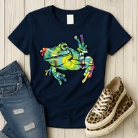 Cool Peace Frog Tie Dye Womens T-Shirt