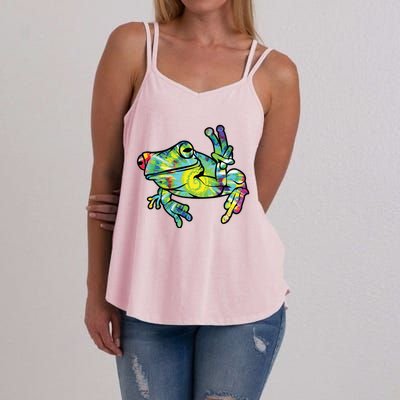 Cool Peace Frog Tie Dye Women's Strappy Tank