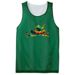 Cool Peace Frog Tie Dye 1960s Fashion Nonconformists Mesh Reversible Basketball Jersey Tank