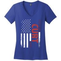 Curt Personalized FatherS Day Gift Flag Best Dad Gift Women's V-Neck T-Shirt