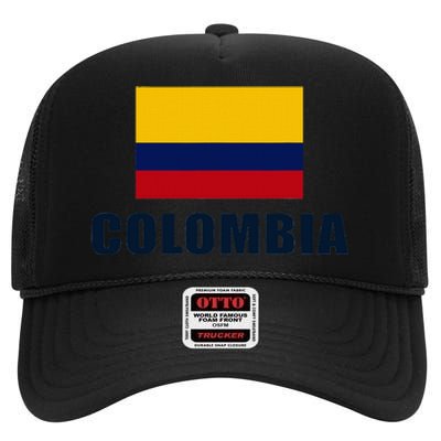 Colombian Pride Flag Gift High Crown Mesh Back Trucker Hat