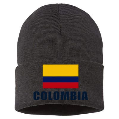 Colombian Pride Flag Gift Sustainable Knit Beanie