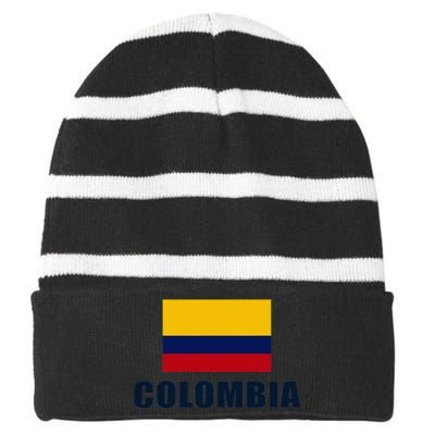 Colombian Pride Flag Gift Striped Beanie with Solid Band