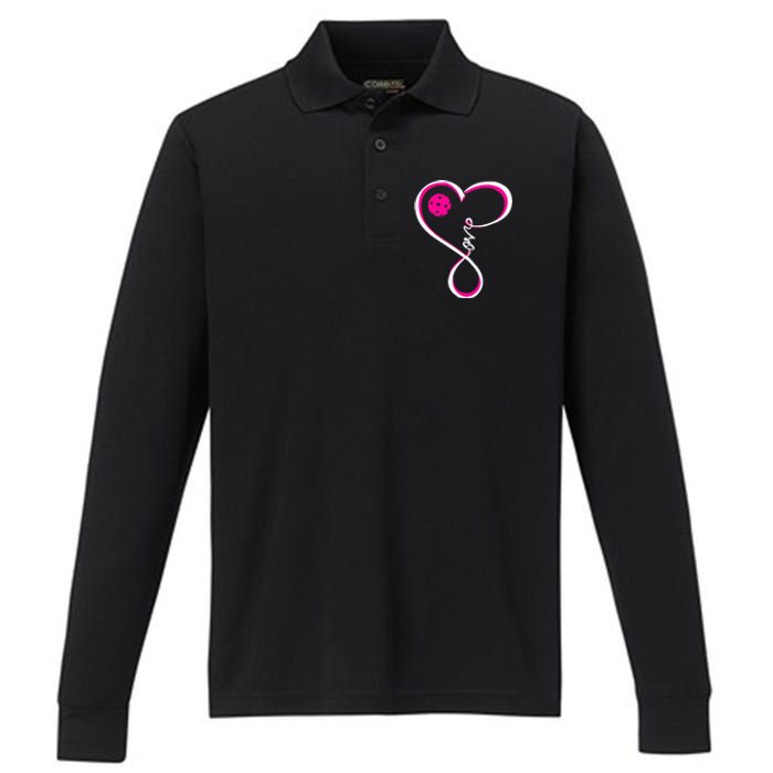 Cute Pickleball For  Ladies I Love Pickleball Performance Long Sleeve Polo