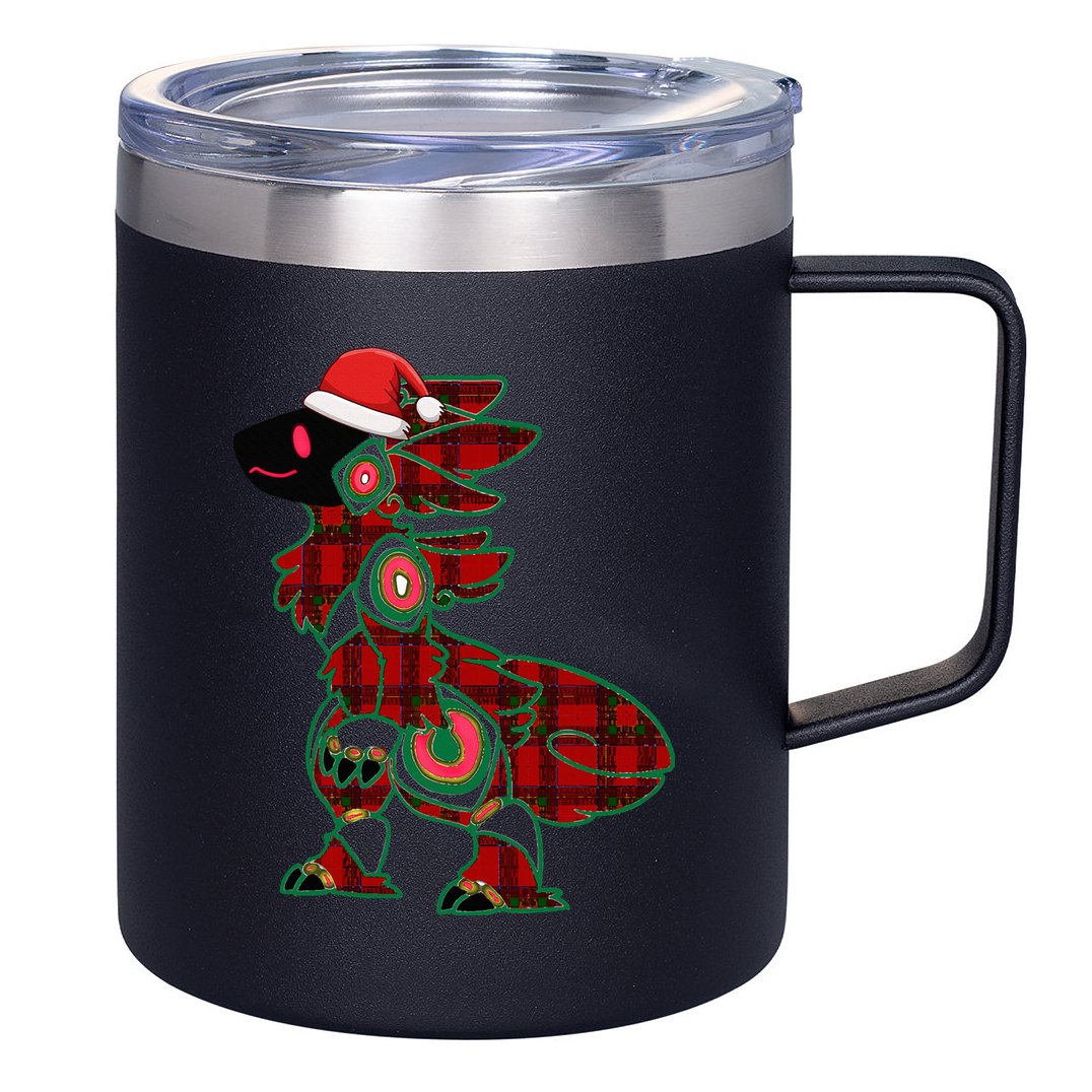 Christmas Protogen Fursuit Tartan Fursona 12oz Stainless Steel Coffee Mug