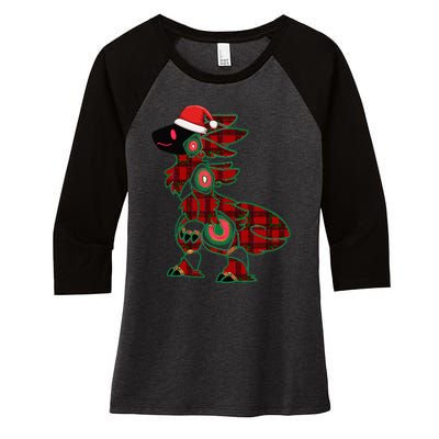 Christmas Protogen Fursuit Tartan Fursona Women's Tri-Blend 3/4-Sleeve Raglan Shirt