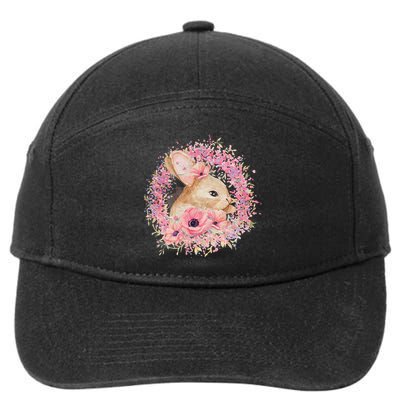 Cute Pink Floral Easter Bunny 7-Panel Snapback Hat