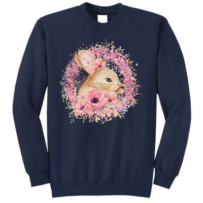 Cute Pink Floral Easter Bunny Tall Sweatshirt