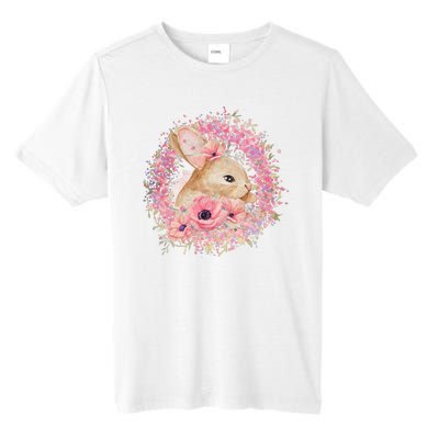 Cute Pink Floral Easter Bunny Tall Fusion ChromaSoft Performance T-Shirt