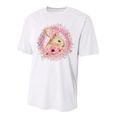 Cute Pink Floral Easter Bunny Performance Sprint T-Shirt