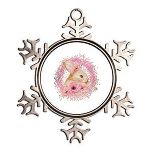 Cute Pink Floral Easter Bunny Metallic Star Ornament