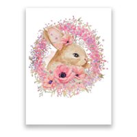 Cute Pink Floral Easter Bunny Poster