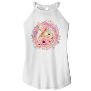 Cute Pink Floral Easter Bunny Women’s Perfect Tri Rocker Tank